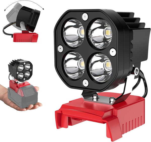 LED Work Light for Milwaukee M18 18V Battery, 40W 6000LM Cordless Flood Light with 120 Adjustable Low Voltage