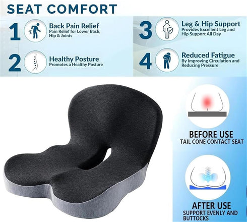 Generic Orthopedic Memory Foam Car Seat Pad for Soft Support, Office Chair Seat Cushion