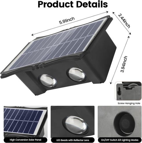 KLCZONE Decorations(1 Pack) Solar Wall Lights Outdoor Waterproof Up and Down, Fence Lights Solar Powered, Outdoor Solar