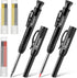 Hiboom 2 Pack Solid Carpenter Pencils with Pencil Cap and 18 Refills, Long Nose Mechanical Pencil Marker for Woodworking