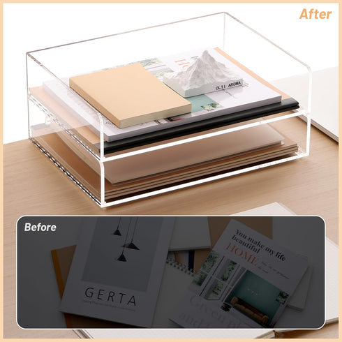 SANRUI 2 Pack Acrylic Paper Tray Organizer for Desk, Stackable File Organizer for Letters, Documents, and Magazines