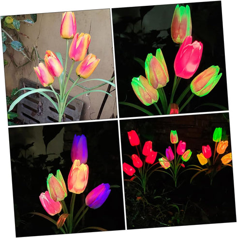 Tulip Lawn Lamp Outside Solar Lights, Outdoor Lawn Light Garden Stake Light, Solar Powered Lights for Outdoor Lawn