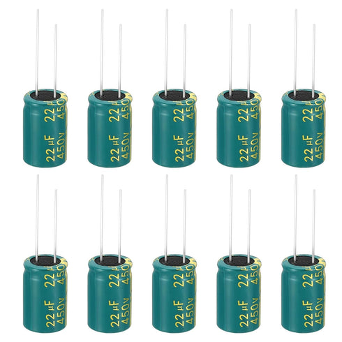 PATIKIL 450V 22uF Electrolytic Capacitors, 10Pcs High Frequency Aluminum Capacitors for TV, LCD Monitor, Green