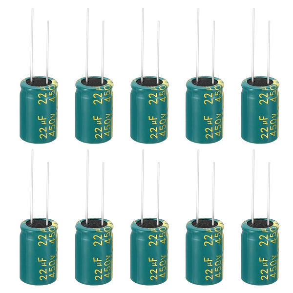 PATIKIL 450V 22uF Electrolytic Capacitors, 10Pcs High Frequency Aluminum Capacitors for TV, LCD Monitor, Green