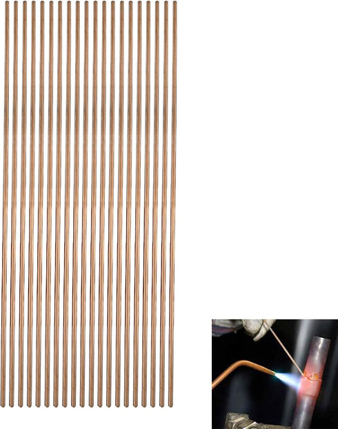 Copper Welding Rod: 20Pcs Selffluxing Phosphor Copper Round Brazing Rods for Low Temperature Welding (250 x 2.5mm)