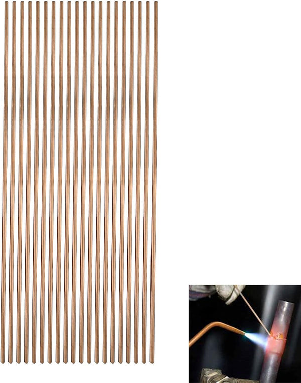 Copper Welding Rod: 20Pcs Selffluxing Phosphor Copper Round Brazing Rods for Low Temperature Welding (250 x 2.5mm)