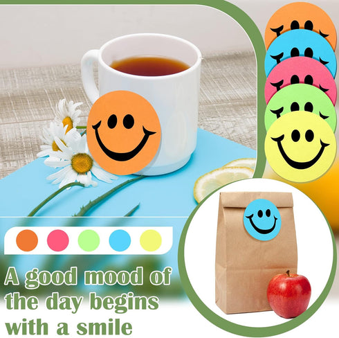 Gersoniel 10 Packs 3" Smile Sticky Notes, Round Smile Face Self Stick Note Pads, 30 Sheets Each for Office