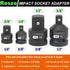 4PCS Impact Socket Adapter and Reducer Set,1/2"to 3/8" & 3/8"to 1/2"& 3/8"to 1/4"& 1/4"to 3/8"Drive Socket Adapter Set, Square Adapter Breaker Bar Wrench Conversion Kit Mechanic tools by Resze