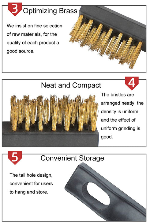 Brass Wire Brush Rust Remover, Small Brass Brush for Cleaning and Paint Stripping (Brass, 12.00)