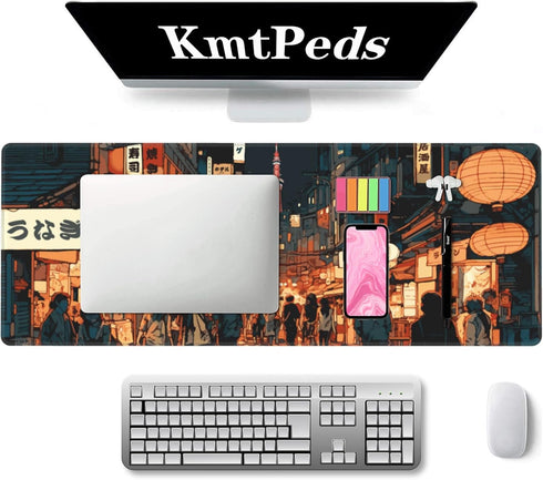 Japanese Street Gaming Mouse Pad Large,Anime Mouse Pad Gaming Mouse Mat Desk Pad,31.5 x 11.8 Desk Mat Anime Mouse Pads for Desk,Extended Keyboard Mousepad with Non-Slip Base and Stitched Edge by Kmtpeds