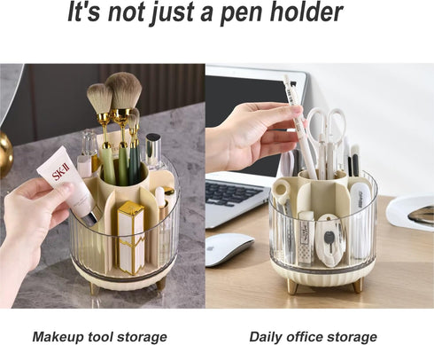 Rotating Pencil Holder, Multi-Compartment Desk Organizer, Stylish Storage Solution for Home Offices, Classroom, Art