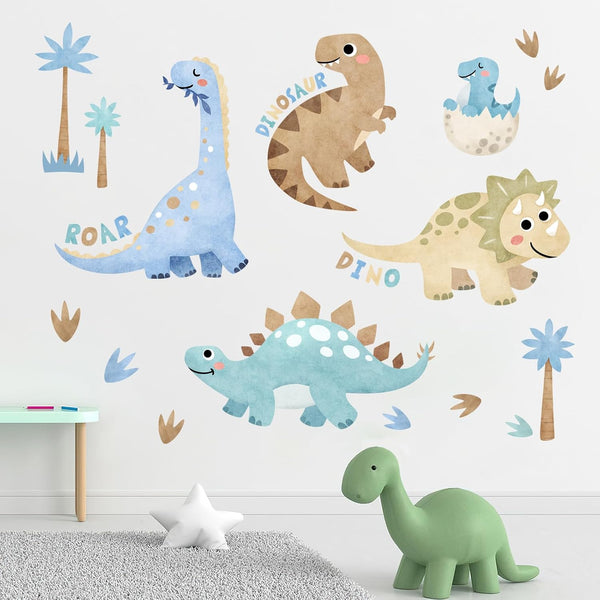 Yovkky Boho Baby Dinosaur Wall Decals Stickers, Dino Egg Palm Tree Footprints