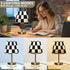 Dimmable ALAZA Table Lamp for Bedroom Nightstand Black White Checkered Chess Buffalo Plaid Bedside Lamp with USB Port