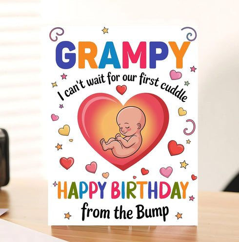 Moonlit93 Grampy - I Can't Wait For Our First Cuddle Happy Birthday From The Bump! Card - Ideas Birthday Card