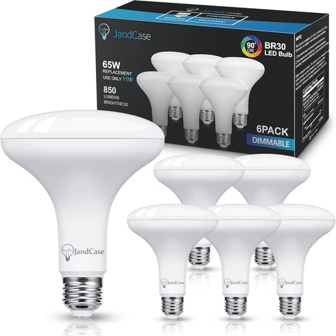 JandCase BR30 LED Flood Light Bulbs, Indoor Flood Light, E26 Base, Dimmable, 11W (65W Equivalent), 5000K Daylight