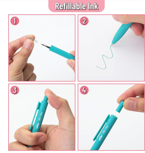 Mr. Pen Retractable Gel Pens, 12 Pack, Fast Dry, Fine Point 0.7mm, Cute Aesthetic Pens for Journaling, Gel Ink Pens