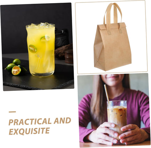 50pcs SOLUSTRE Insulated Grocery Bags Insulated Take Out Bags Bulk Snack Cup Carriers for Drinks Fast Food