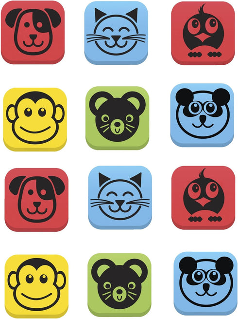 Flipside Student Animal Whiteboard Set Magnetic Eraser, Assorted 12 per