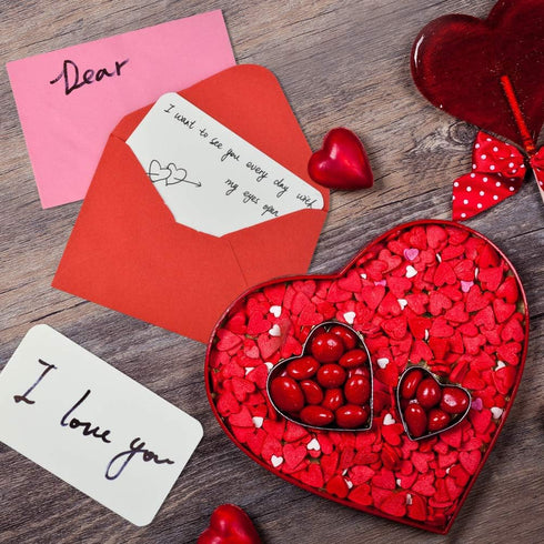 jiebor 100 Sets Mini Envelopes with White Blank Business Cards, Small Enclosure Card for Valentine's Day