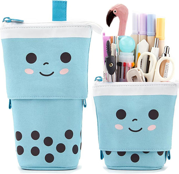 Telescopic Pencil Bag, Pop Up Pen Holder, Stand-up Retractable Organizer for Office Supplies, Great for Holiday Gifts