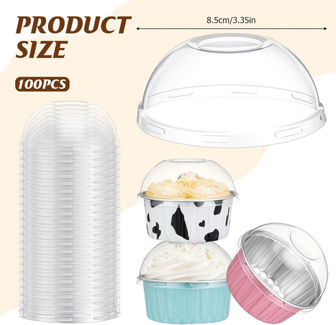 Yiyiring 100 Pack 5oz 5oz 5 Plastic Dessert Cup Lids Dessert Cups Dome Lids Plastic Container Covers for Ounce Parfait