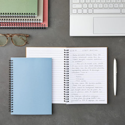 Paper Junkie 5 Pack Spiral Journal, Small Notebooks Bulk, 6" x 8", 120 Lined Pages, 5 Colors Kraft Paper Covers