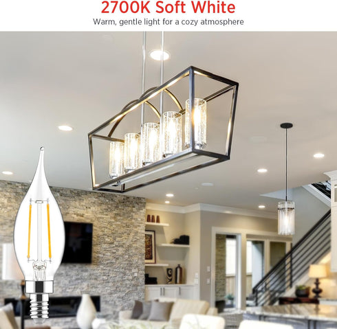 Sengled Bulbs E12 Dimmable, 40W CA10 Bulbs 2700K Bulbs 12 Pack Candelabra Light LED Equivalent Candle Warm White, Soft