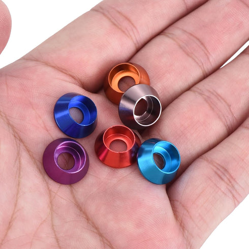 MECCANIXITY M5 Cone Cup Washers, Anodized Aluminum Gaskets for RC/FPV/PC/Drone Accessories, Pack of 60 (Black)