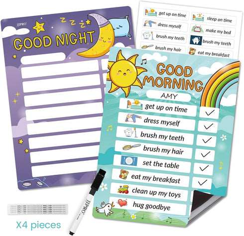 JJPRO Magnetic Kids Daily Schedule Whiteboard, Fridge Magnet to Log Bedtime Routine, Dry Erase Routine Chart