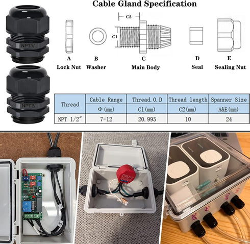 Zulkit Junction Box, ABS Plastic Dustproof Waterproof IP65 Electrical Box with Hinged Shell and Clear Cover