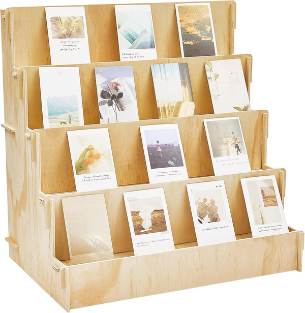 Wooden Card Display Stand, Stationary Organizer for Crafts, Greeting Card Retail Display Holder (23.23 x 14.96 x)