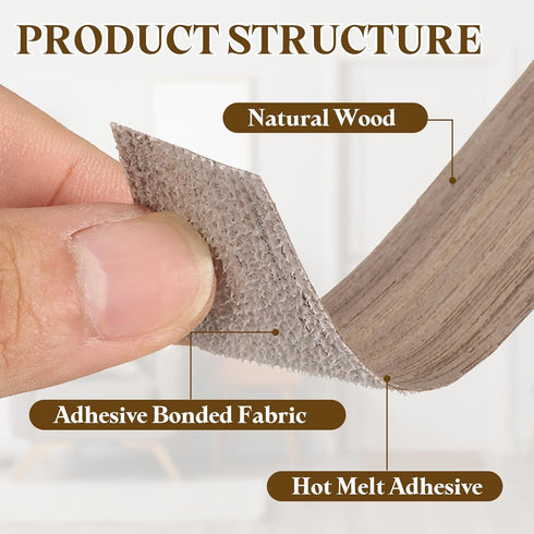1/2 Inch 26ft uxcell x Wood Veneer Edge Banding, Pre-Glued Flexible Walnut Edging Strips, Iron on with Hot Melt