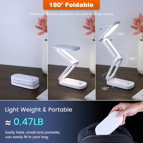 Frog department store 3 180 Foldable LED Desk Lamp, Rechargeable Battery Operated Portable Light with Brightness