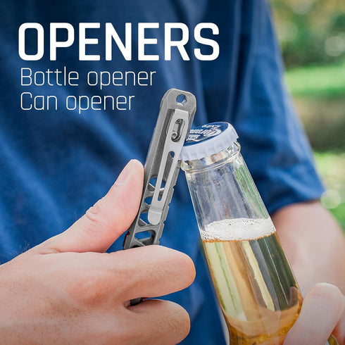 Compact Titanium EDC Pry Bar Multitool with Bottle Opener - Portable Keychain Tool for Outdoor Adventures
