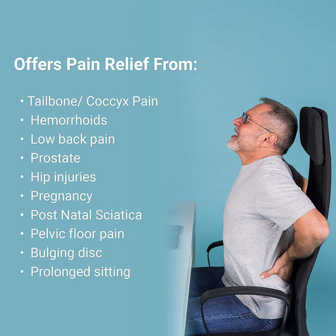 Lexia Tailbone Donut Pillow Seat Cushion Orthopedic Design| & Coccyx Memory Foam Pillow | Relieve Pain and Pressure