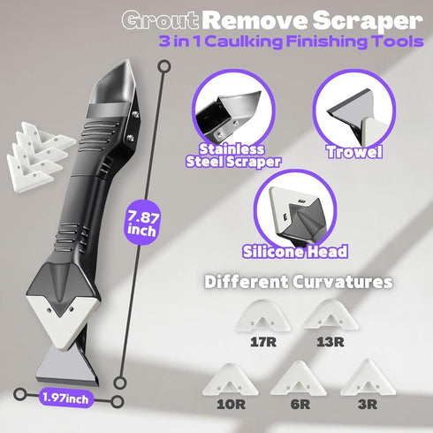 Grout Removal Tool Caulking Tools 24-in-1 Kit with Silicone Glass Glue Angle Scraper Grout Saw Blade Scraper Finishing for Kitchen Bathroom Window Sink Tile Joint - DIY Home Renovation Contractor Use