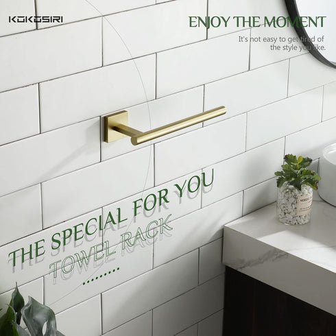 KOKOSIRI Bathroom Towel Bar, Gold Hand Towel Holder, Wall Mount Toilet Kitchen Cabinet Paper Holder, Stainless Steel,