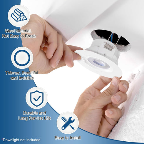 2-Pack 4 Inch 3.8" 5.2" M METERXITY Goof Rings for Recessed Lights, ID OD Durable Plastic Trim Ring Flush Mount White