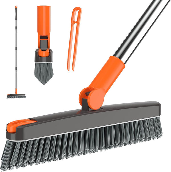 AIR U+ Grout Brush with Long Handle 180 Swivel Scrub Brush with