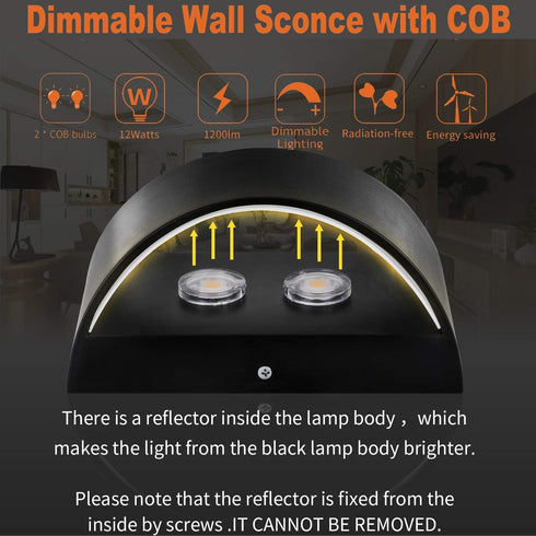 Dimmable 12W Lightess LED Wall Sconce Light Indoor Wall Lights Modern Hallway Wall Lighting for Living Room Bedroom