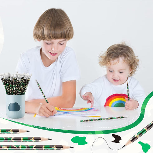 Chivao 50 Pack Camouflage Tactical Pencils, Camo Party Favors, Army Decorations for Teachers School Supplies