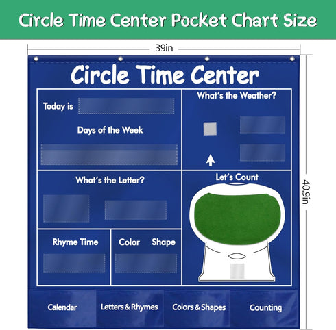 KIKIGOAL Circle Time Center Classroom Pocket Chart, Educational Teaching Materials for Learning Calendar and Weather