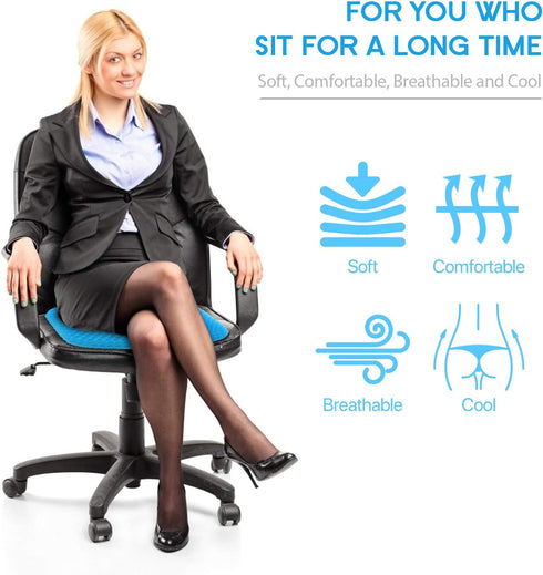 Hvllyan Gel Seat Cushion for Long Sitting (Thick & Extra Large), Gel Cushion for Wheelchair Soft, Chair Cushion, Car