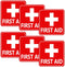 Josojoou 6PCS Self-Adhesive First Aid Sticker, 6.06x6.06in Waterproof First Aid Sign Medical Stickers,