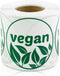 Circle Dot Vegan Stickers (2 inch, Green, Round - 300 Labels) for Grocery Stores, Restaurants, Food Trucks, and More