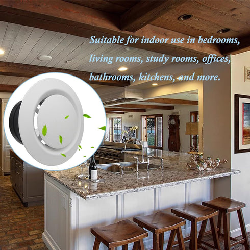 3 Inch Round Vent Cover - ABS Adjustable Air Vent for Indoor Use in Bedrooms, Living Rooms, Offices, Kitchens