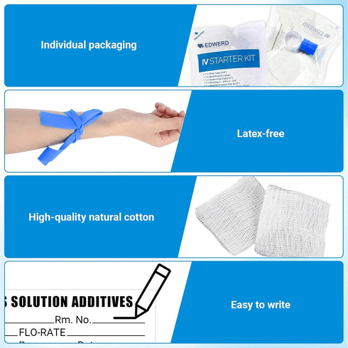 SetSchool Care50 Pack Intrveous Starter Kit with GaueSwabTapeComplete Practice Training & Clinic
