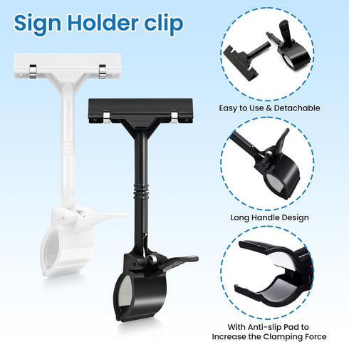 Mlici Sign Clips Merchandise Sign - Plastic Adjustable Clip Sign Holder Stand, 8 Pieces Clip-on Style for Shelf Label