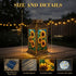 DERUINVAIO Solar Lantern Outdoor Waterproof Vibrant Stained Glass Sunflowers Green Leaves Garden Decor LED Hanging