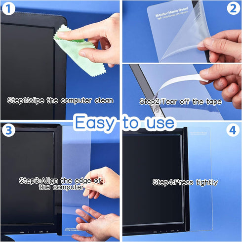 Zonon 2 Pieces Monitor Memo Board, Memo Boards for Computers Transparent Acrylic Monitor Side Panel Office Desk